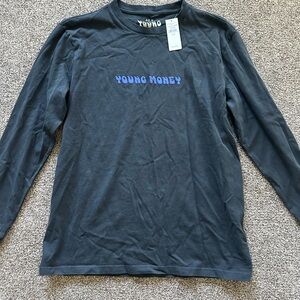 American Eagle Young Money Long Sleeve Tee - Dark Gray/Black New